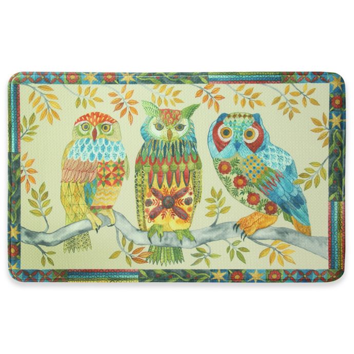 Bacova Embroidery Owls 22 Inch X 35 Inch Memory Foam Kitchen Mat