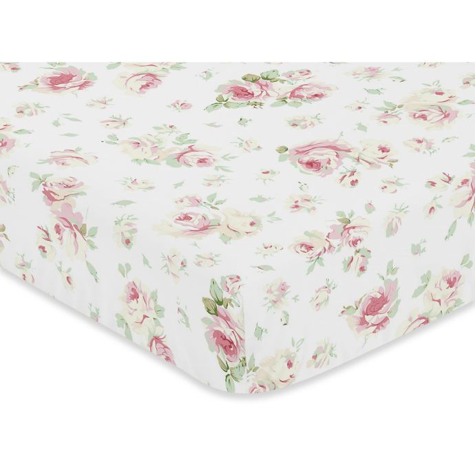 Sweet Jojo Designs Riley's Roses Fitted Crib Sheet in Pink ...