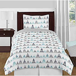 Sweet Jojo Designs Mountains Comforter Set in Grey/Aqua