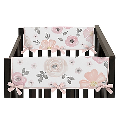 Sweet Jojo Designs Watercolor Floral Reversible Short Rail Guards (Set of 2). View a larger version of this product image.
