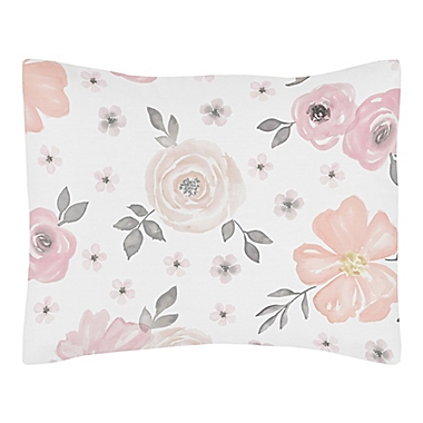 Sweet Jojo Designs Watercolor Floral Toddler Bedding Collection in Pink/Grey. View a larger version of this product image.