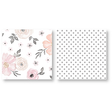 Sweet Jojo Designs Watercolor Floral Toddler Bedding Collection in Pink/Grey. View a larger version of this product image.