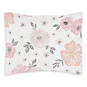 Sweet Jojo Designs&reg; Watercolor Floral Standard Pillow Sham in Pink/Grey