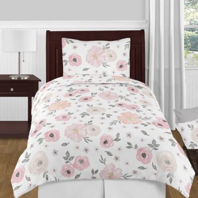 Watercolor Floral Comforter Set in Pink 