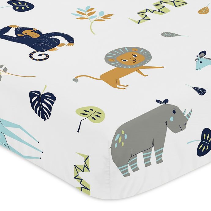 Sweet Jojo Designs Mod Jungle Safari Animal Print Fitted Crib