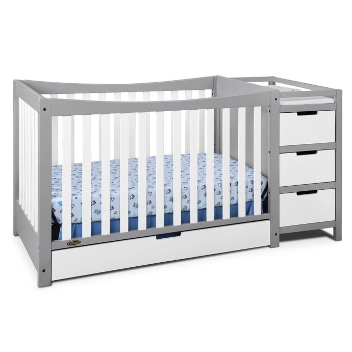 Graco Remi 4 In 1 Convertible Crib And Changer In Grey White