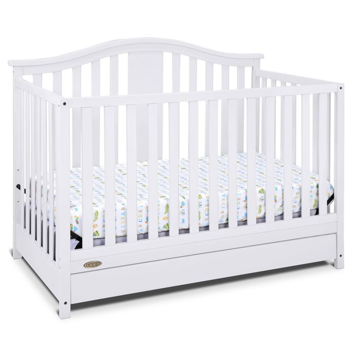 Graco Solano 4 In 1 Convertible Crib With Drawer In White Bed