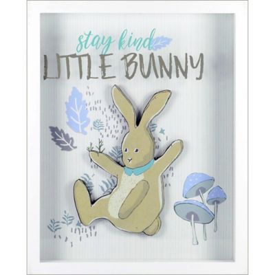 Linden Ave &quot;Stay Kind Little Bunny&quot; 8-Inch x 10-Inch Shadow Box Wall Art in Blue/Grey