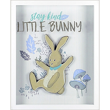 Linden Ave &quot;Stay Kind Little Bunny&quot; 8-Inch x 10-Inch Shadow Box Wall Art in Blue/Grey. View a larger version of this product image.