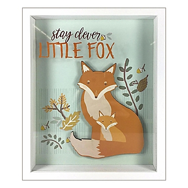 Linden Ave &quot;Stay Clever Little Fox&quot; 8-Inch x 10-Inch Shadow Box Wall Art in Blue/Orange. View a larger version of this product image.