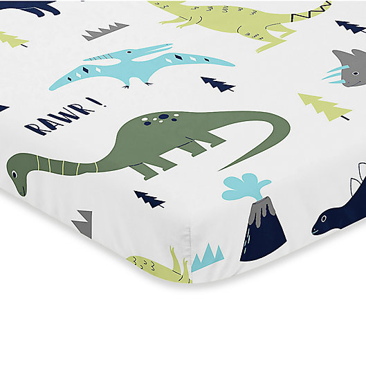 Alternate image 1 for Sweet Jojo Designs Mod Dinosaur Fitted Mini-Crib Sheet