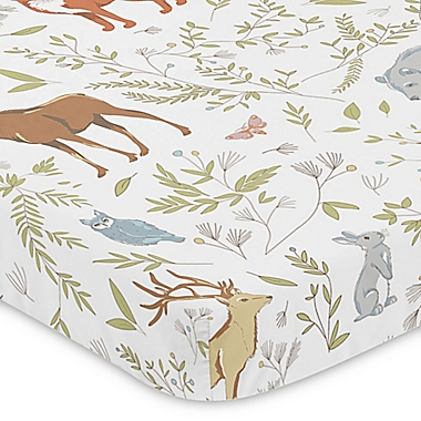 Sweet Jojo Designs Woodland Toile Fitted Mini-Crib Sheet. View a larger version of this product image.