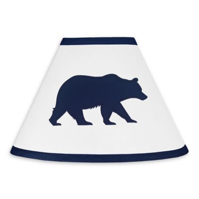 white and navy lamp shade