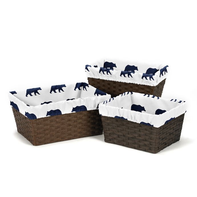 Sweet Jojo Designs Big Bear Basket Liners in Navy (Set of ...