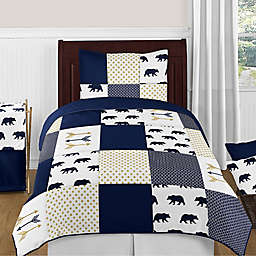 Sweet Jojo Designs Big Bear 4-Piece Twin Comforter Set in Blue/Gold