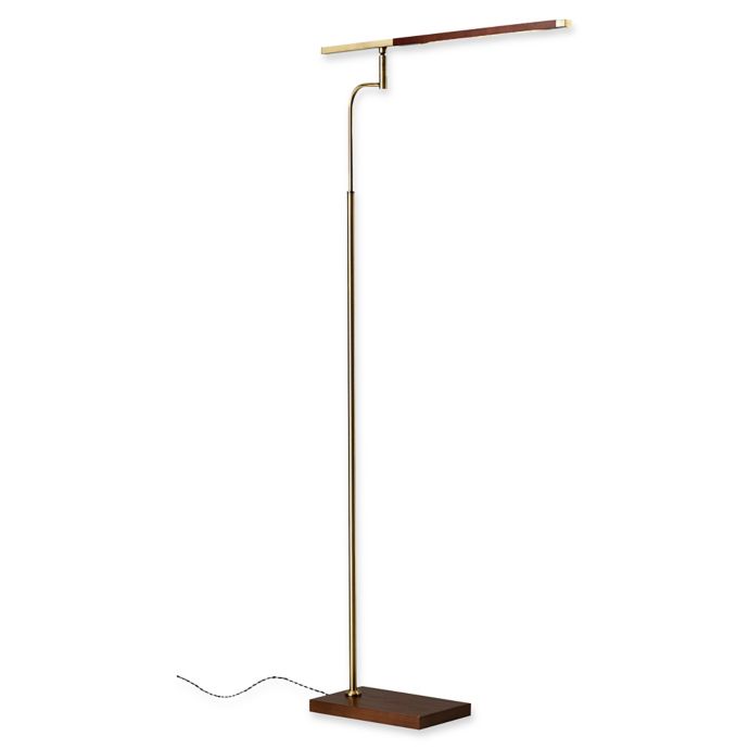 Adesso Barrett Led Floor Lamp In Walnut Antique Brass Bed Bath