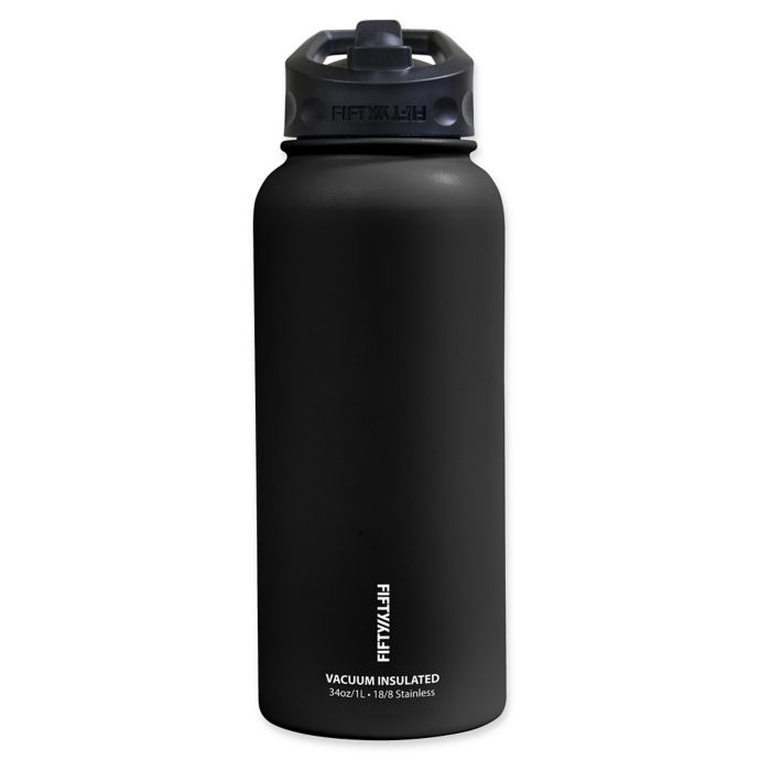 FIFTY/FIFTY 34 oz. Double Wall Vacuum-Insulated Straw Lid Water Bottle ...