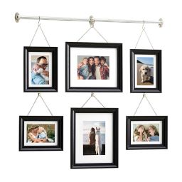 Gallery 6-Photo  Hanging Bar Frame Set in Satin Black