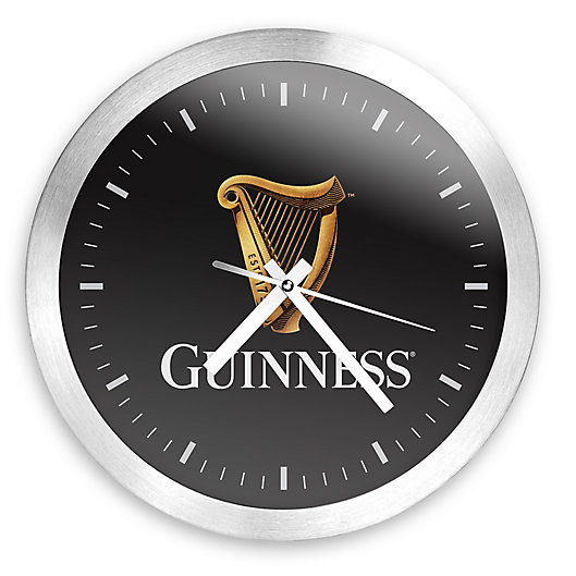 Alternate image 1 for Guinness® Round Wall Clock in Brushed Aluminum