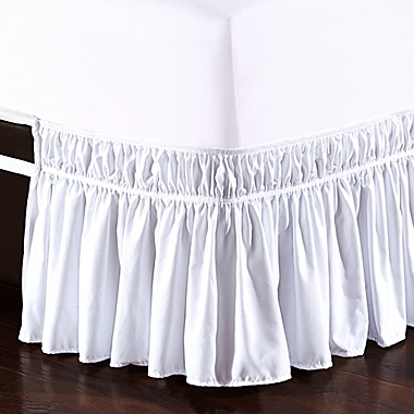 De Moocci Easy Wrap Ruffled Twin/Full Bed Skirt in White. View a larger version of this product image.