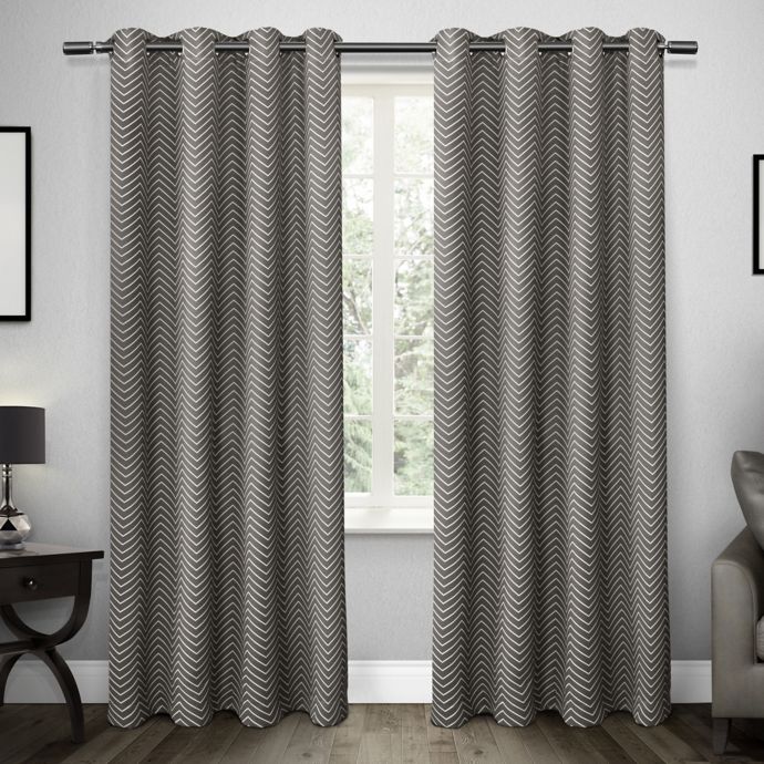 Exclusive Home Chevron Grommet Top Window Curtain Panel Pair Bed