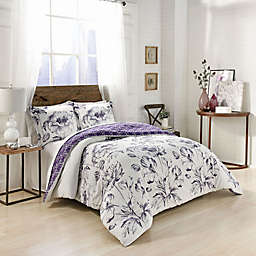 Marble Hill Jasmeen Reversible Queen Comforter Set in Purple