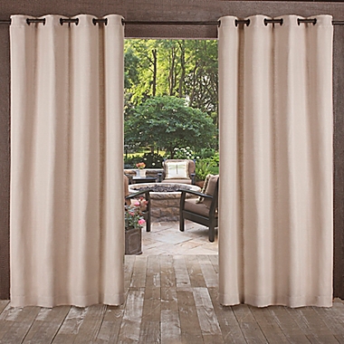 Delano Indoor/Outdoor 84-Inch Grommet Top Window Curtain Panel in Taupe (Single). View a larger version of this product image.