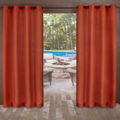Delano Indoor/Outdoor 108-Inch Grommet Top Window Curtain Panel in Orange (Single)