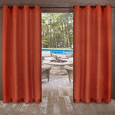Delano Indoor/Outdoor 108-Inch Grommet Top Window Curtain Panel in Orange (Single). View a larger version of this product image.