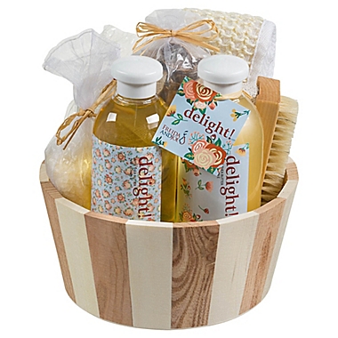 Freida & Joe Delight Wood Vintage Spa Gift Basket. View a larger version of this product image.