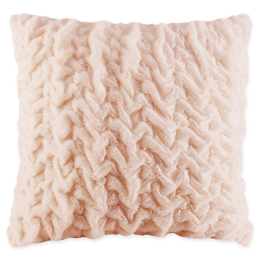 Alternate image 1 for Madison Park Hand-Ruched Faux Fur Square European Throw Pillow in Blush