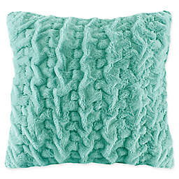Madison Park Hand-Ruched Faux Fur Square European Throw Pillow