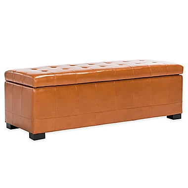 Safavieh Hudson Leather Large Manhattan Storage Bench - Saddle. View a larger version of this product image.