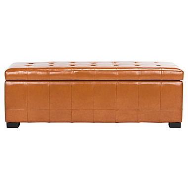 Safavieh Hudson Leather Large Manhattan Storage Bench - Saddle. View a larger version of this product image.