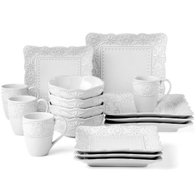 white square dinnerware set