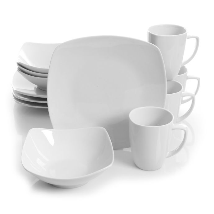 Gibson Elite Zen 12Piece Dinnerware Set in White Bed Bath and Beyond