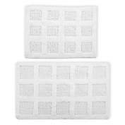Square Honeycomb 2-Piece 20" x 30" and 21" x 34" Bath Mat Set in White