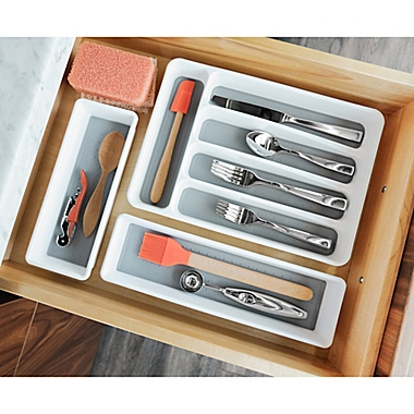 madesmart&reg; 3-Inch x 12-Inch Drawer Organizer in White/Grey. View a larger version of this product image.
