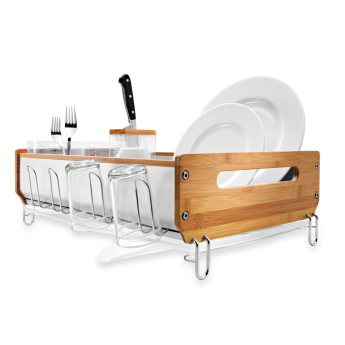 simplehuman® Bamboo Frame Dish Rack Bed Bath & Beyond