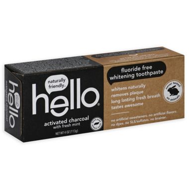 Hello&reg; 4 oz. Activated Charcoal Fluoride-Free Whitening Toothpaste in Fresh Mint. View a larger version of this product image.