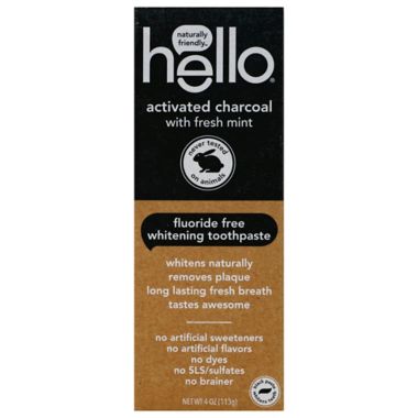 Hello&reg; 4 oz. Activated Charcoal Fluoride-Free Whitening Toothpaste in Fresh Mint. View a larger version of this product image.