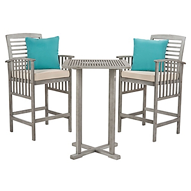 Safavieh Pate 3-Piece Bar Table Bistro Set in Grey Wash. View a larger version of this product image.