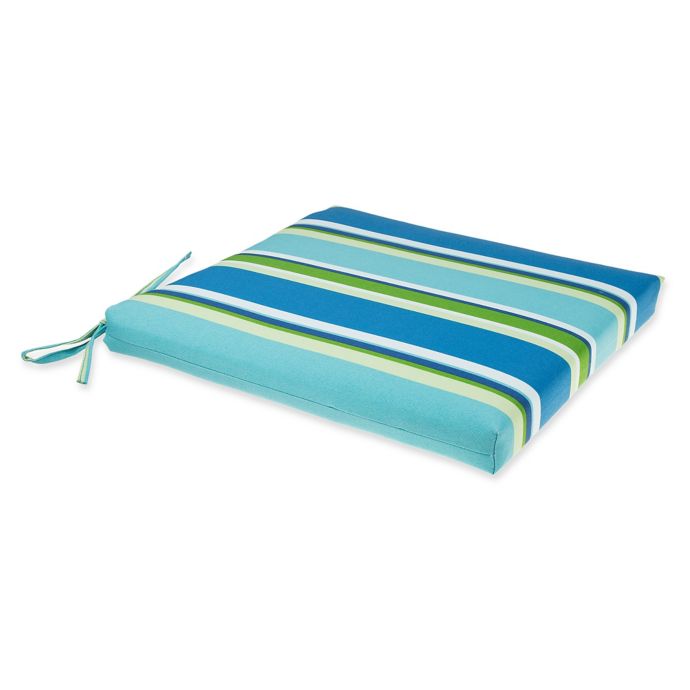 Brady Stripe Outdoor 16 Inch Bistro Chair Cushion In Ocean Bed