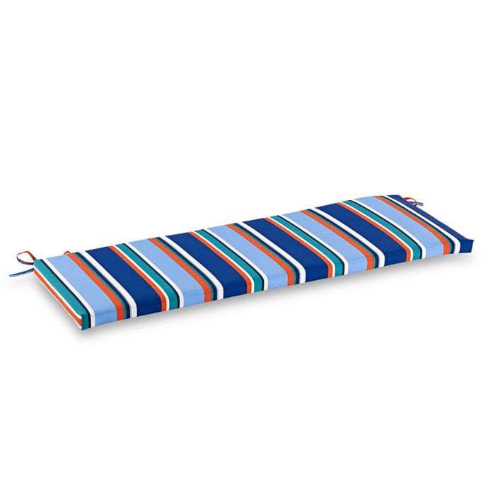 Brady Stripe Outdoor Bench Cushion in Cobalt Bed Bath & Beyond