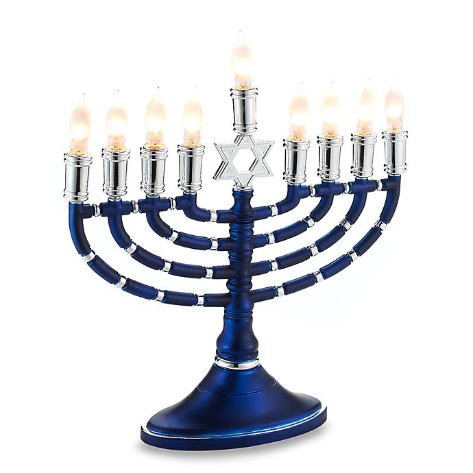 16-Inch Electric Menorah in Blue and Silver | buybuy BABY