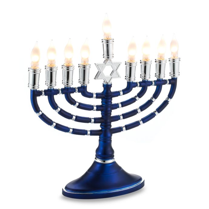 16-Inch Electric Menorah in Blue and Silver | buybuy BABY