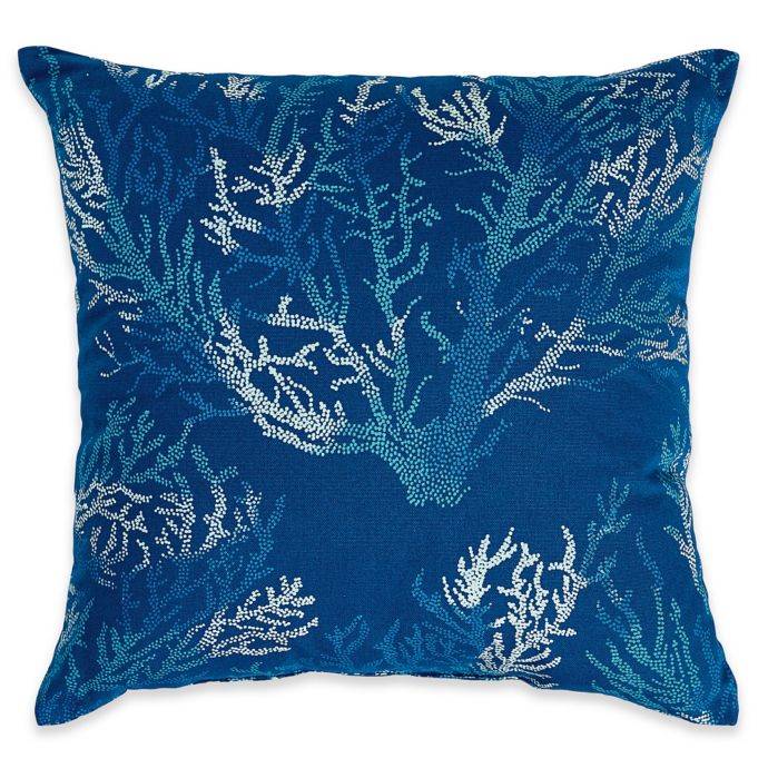 Sea Coral Outdoor 17Inch Square Throw Pillow in Cobalt Bed Bath & Beyond