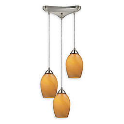 Elk Lighting Favela  Pendant in Satin Nickel with Glass Shade and Closed Bracket