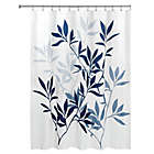 Alternate image 0 for iDesign&reg; 72-Inch x 72-Inch Leaves Fabric Shower Curtain in Navy