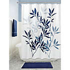 Alternate image 2 for iDesign&reg; 72-Inch x 72-Inch Leaves Fabric Shower Curtain in Navy